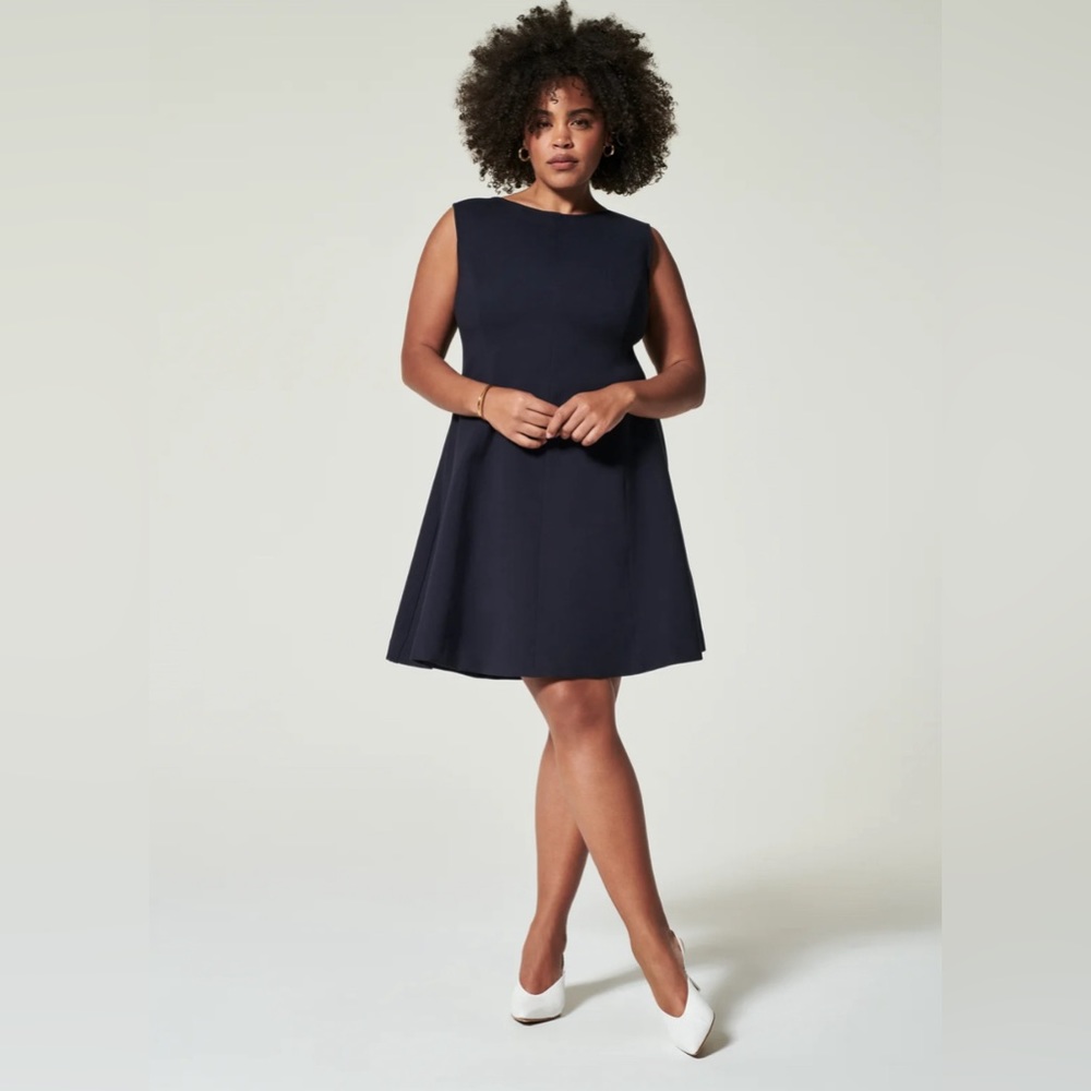 SPANX Navy Blue Perfect Fit Flare Dress Sz Large